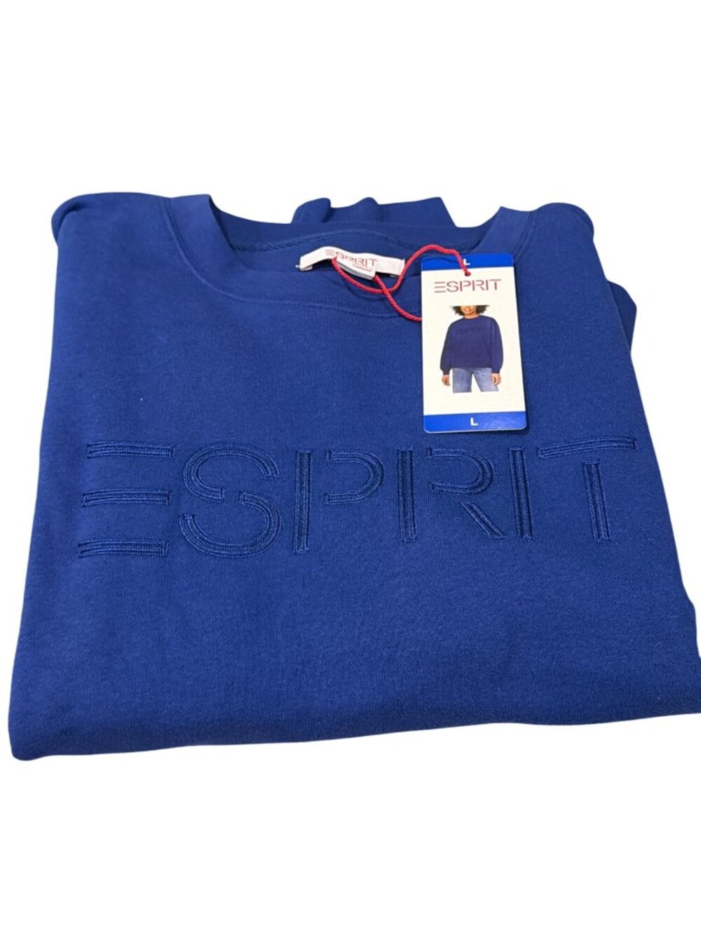 Esprit Sweatshirt Blue Embroidered LARGE NWT Viral Gen X Top